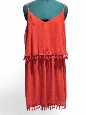Xhilaration Coral Red Tassel Mini Dress